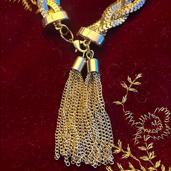 Gold Braided Fluid Bracelet with Tassels - Picture 3 of 7